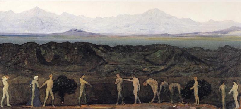 Davies Arthur Bowen Line of Mountaints oil painting picture